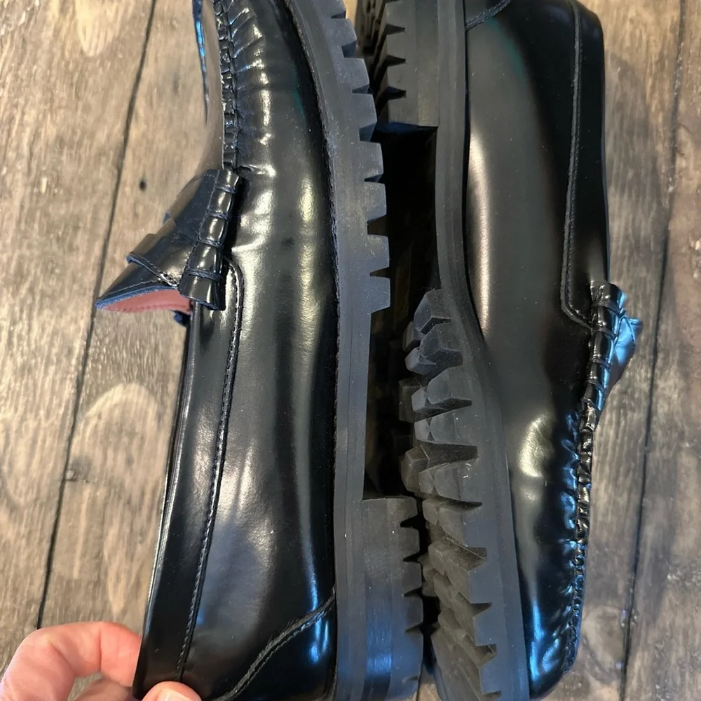 J Crew Winona lug-sole penny loafers in spazzolato leather 8.5 Bt893 - Picture 7 of 10